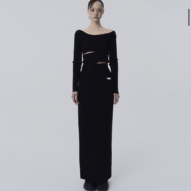 오호스 니트 롱스커트