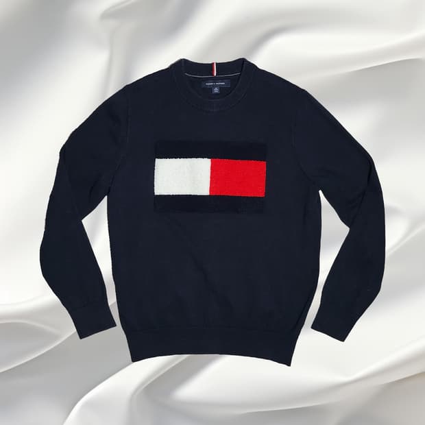타미 힐피거(TOMMY HILFIGER) 로고 네이비 니트
