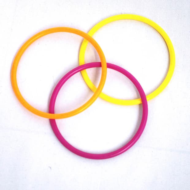 NEON-orange:pink:yellow rings bangle set