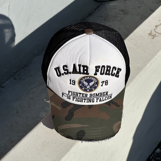 [F] 빈티지 에어포스 밀리터리 트러커 볼캡 모자