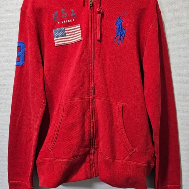 폴로 POLO 레드 빅포니 USA 성조기 후드집업 90/S