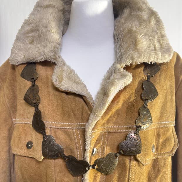 빈티지 하트 콘초 링크 벨트 네크리스 네이티브 아메리칸 보헤미안 히피