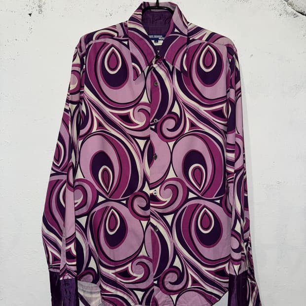 준야 와타나베 꼼데가르송 맨 마블 패턴셔츠-04SS