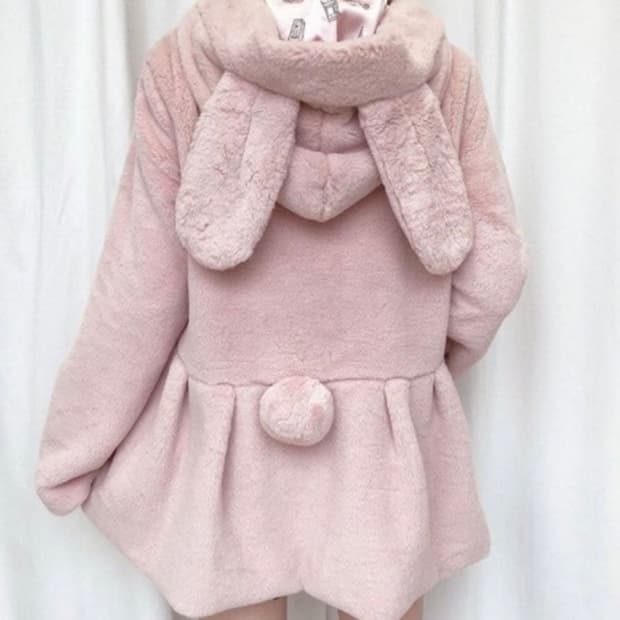 허니시나몬 우사미미 퍼자켓 코트 핑크 양산형