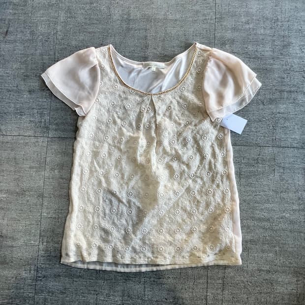 일본빈티지 Lpicnic 달천깔페어리 프린세스 플라워 반팔블라우스