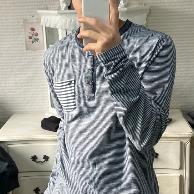 빈티지 아베크롬비 버튼 스트라이프 티셔츠 924 y2k 스트릿 모리 갸루