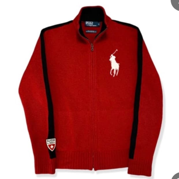 폴로 빅포니 스위스 니트집업 레드컬러 m사이즈 구합니다
