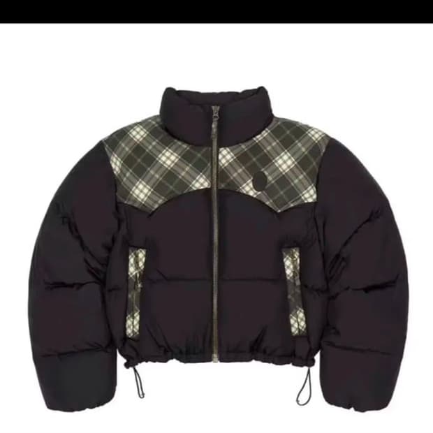 스컬프터 체크 크롭 숏패딩