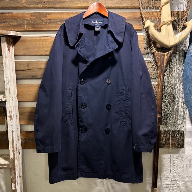 [S]90's 폴로 랄프로렌 Made in USA 네이비 트렌치 피코트