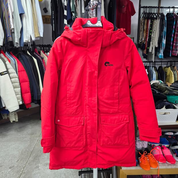 네파 빨간색 여성 후드 롱패딩 (1337)