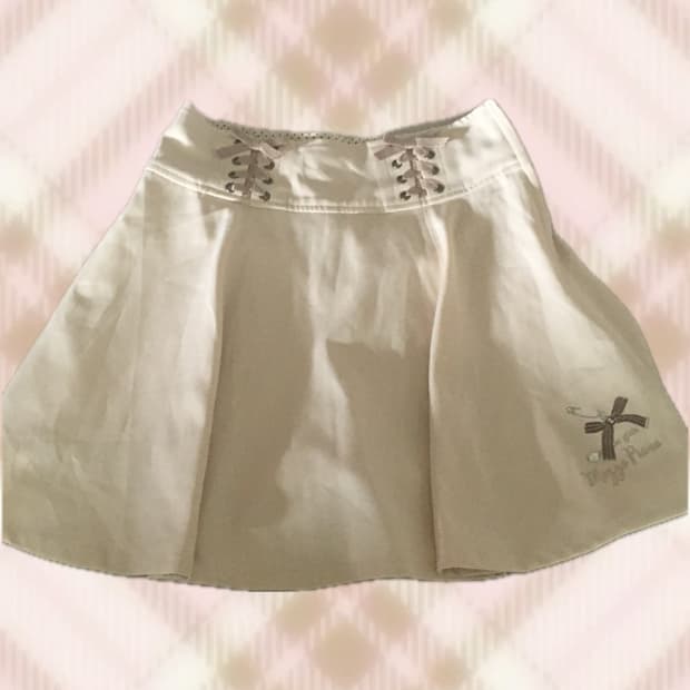 메조피아노 땡땡이 도트 라떼 리본 치마 갸루 러블리 히메 로걀 빈티지