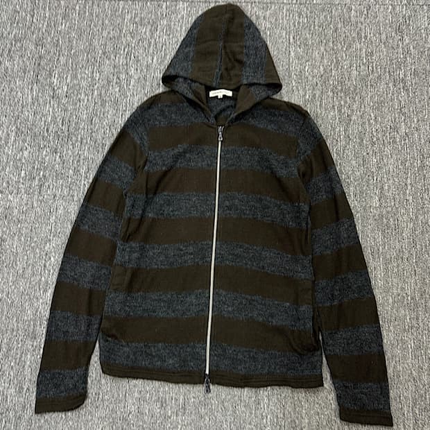 빈티지 니트 집업 후드 