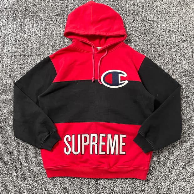 빈티지9. 챔피온 X 슈프림 콜라보 컬러블록 후드 티셔츠 후드티 스웻