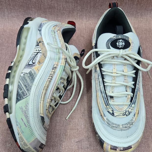 나이키 265mm- 에어맥스 97 뉴스페이퍼 신문 패턴 운동화  