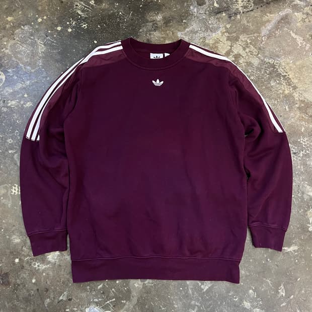 2XL) 아디다스 트레포일 로고 삼선 맨투맨 티셔츠 스웻셔츠