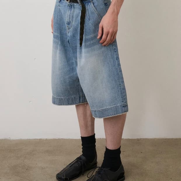노운 버뮤다 데님팬츠 라이트블루