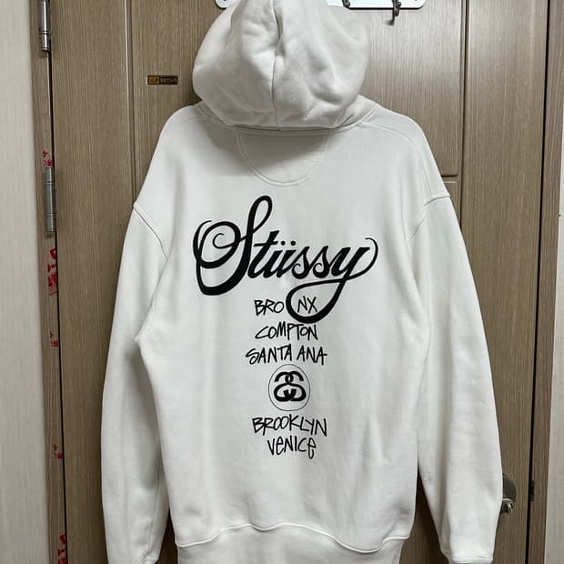 스투시 월드투어 화이트 후드티