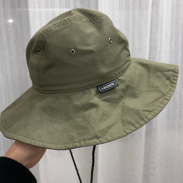 라코스테 빈티지 올리브카키 버킷햇 벙거지 모자
