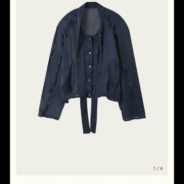 리본빛 타이 블라우스