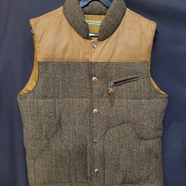 Journal Standard 저널스탠다스 빈티지 트위드 레더 다운베스트