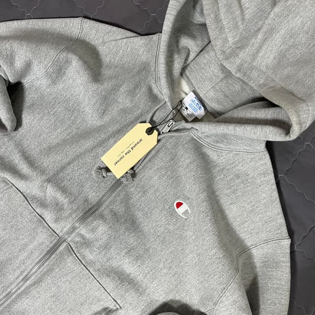 챔피온 리버스 위브 스웻 후드 집업 그레이 M