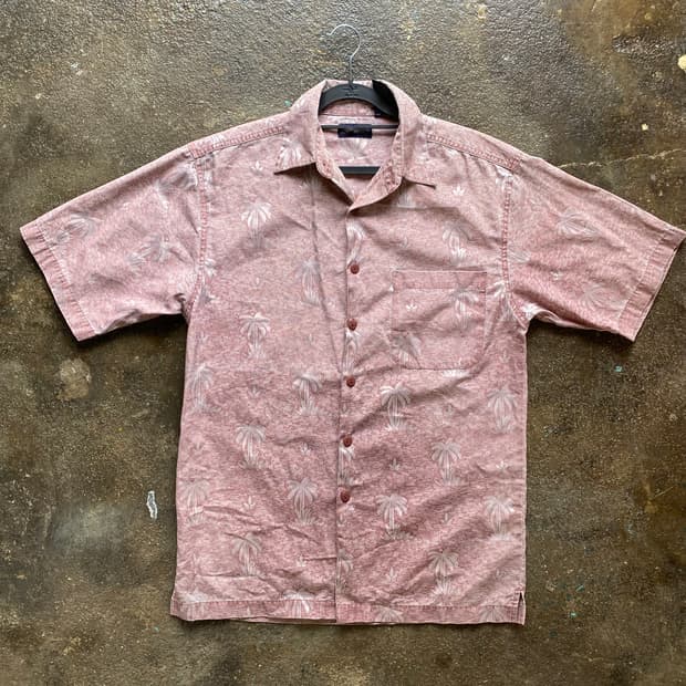 빈티지 남방 셔츠 핑크 야자수 패턴