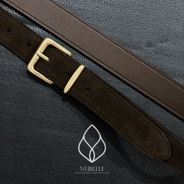 🌗 Satin gold suede belt / 이태리 스웨이드가죽 벨트