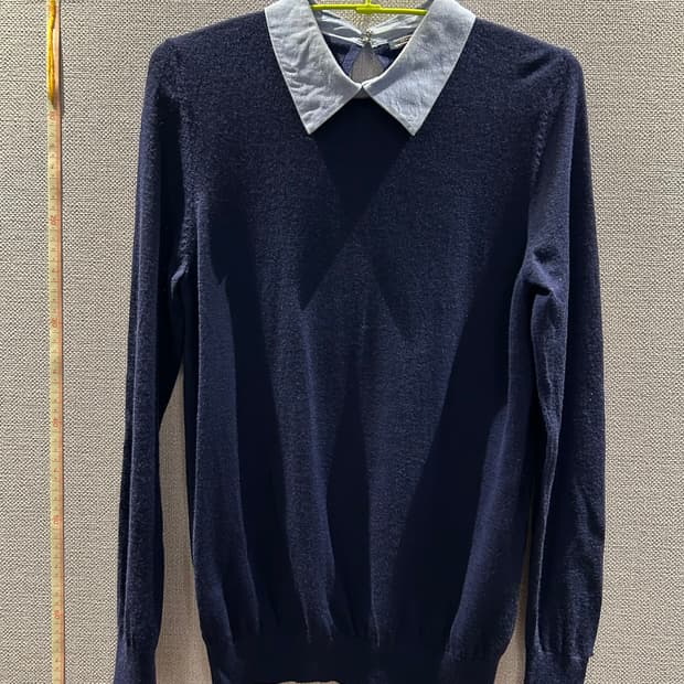 [S] 타미힐피거 럭셔리 울 배색 카라 니트 (Navy)