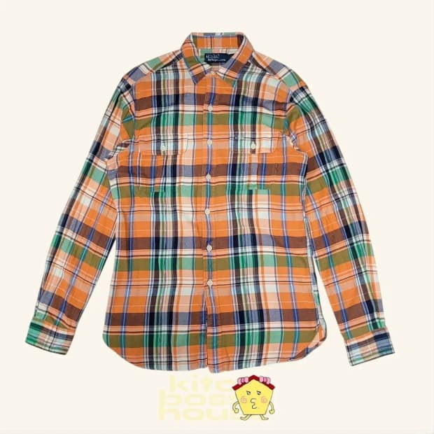 [S] polo 폴로 랄프로렌 오렌지 체크 셔츠