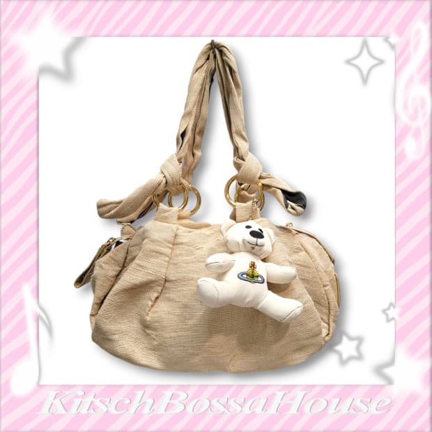 비비안웨스트우드 베티나 베이지 골드 린넨 숄더백