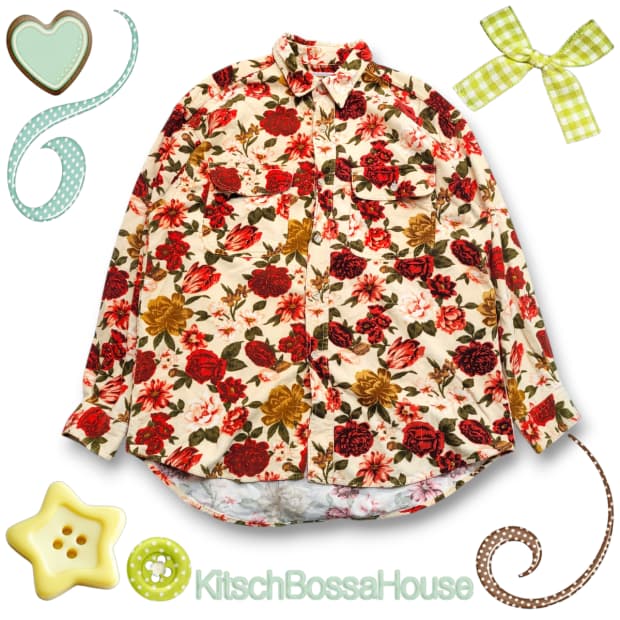 Freefarmhand 플라워 패턴 코듀로이 셔츠