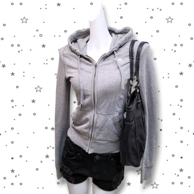 [XS] 아베크롬비 그레이 스웻 슬림 후드집업