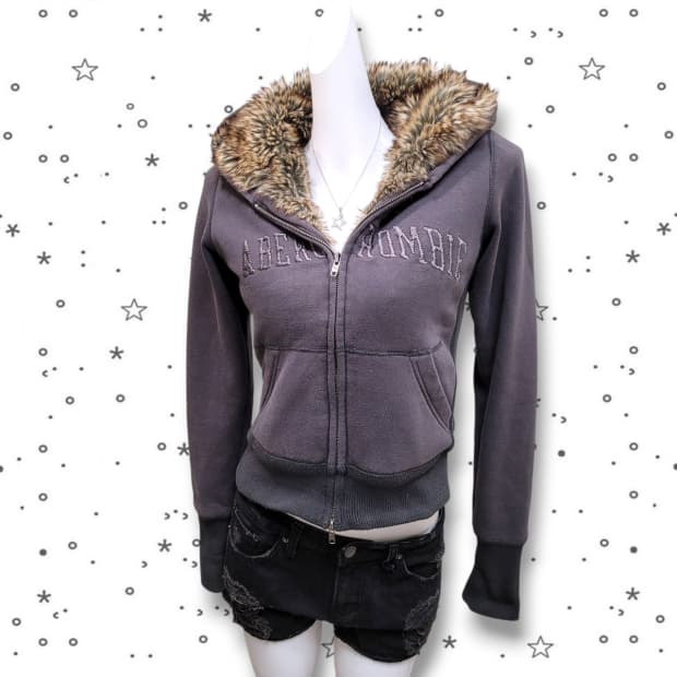 [M] 아베크롬비 00s 울프죠 그레이 퍼 후드 집업