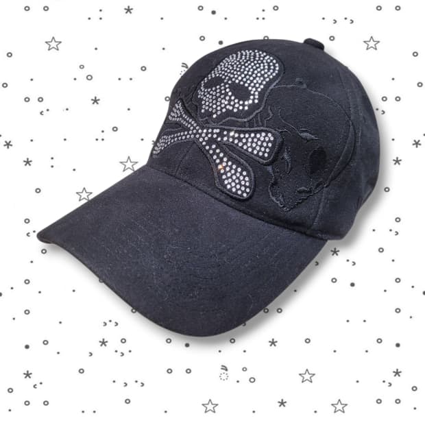 빈티지 스컬 스와로브스키 블랙 볼캡