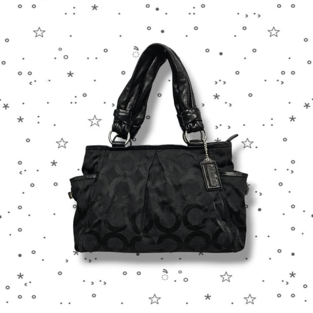 COACH 코치 시그니처 레더 핸들 토트백