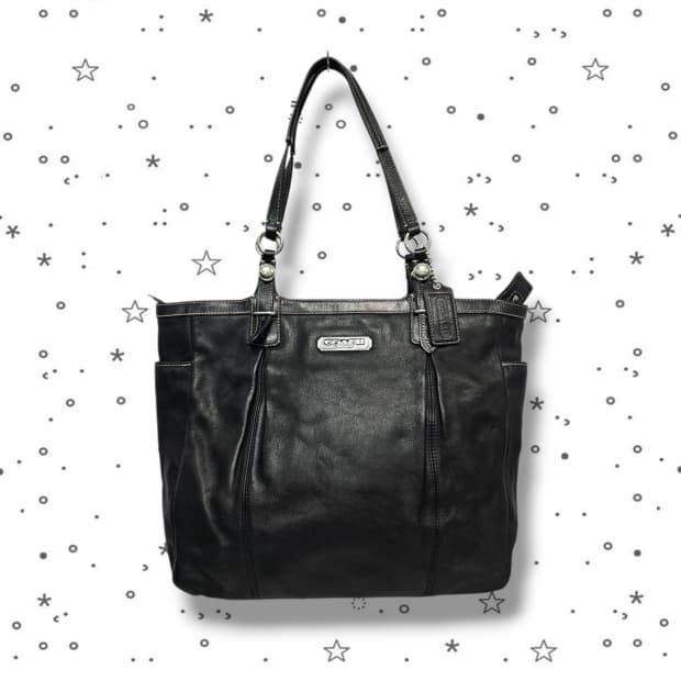 COACH 코치 햄튼 라구나 블랙 레더 토트백