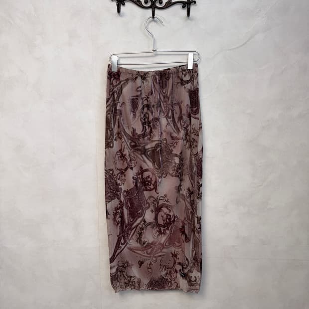 Badee rose pink oriental graphic mesh sk