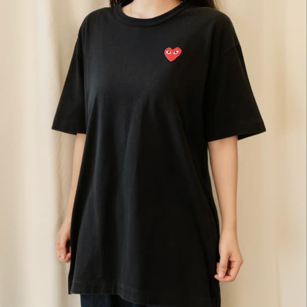 꼼데가르송 플레이 레드 하트 와펜 반팔 XXL