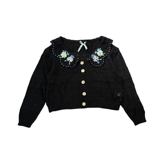 플라워자수 니트 가디건 