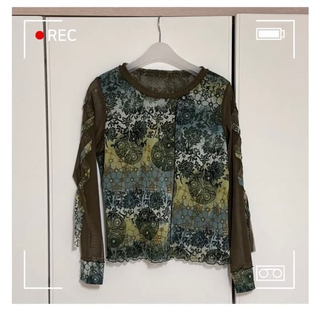 빈티지 오리엔탈 그런지 시스루 탑