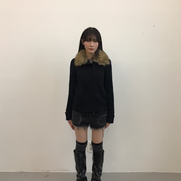 Putielal Y2k Acrylic Fur Cardigan Zip up