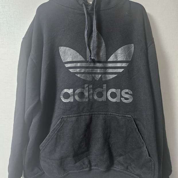 아디다스 트레포일 로고 후드티 블랙 M
