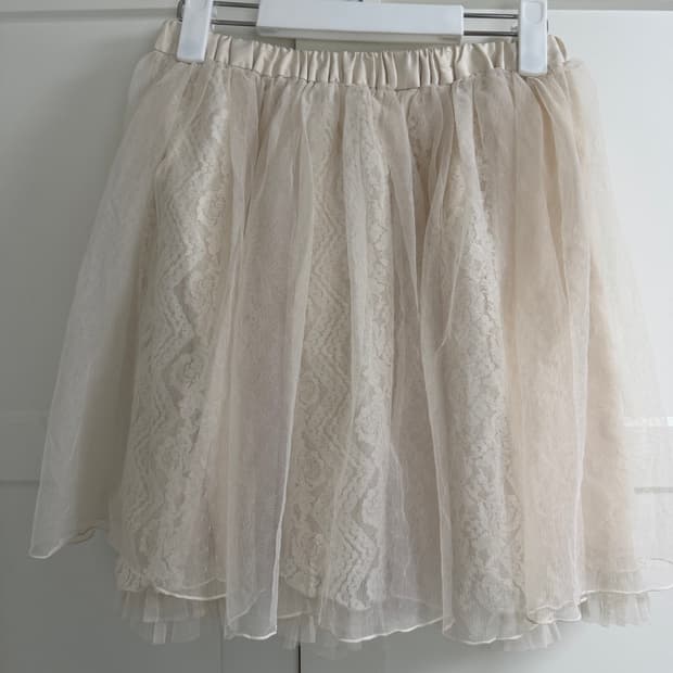빈티지 아이보리 레이스 미니스커트