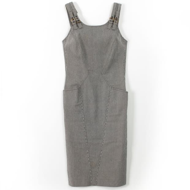 끌로에 스트라이프 미디 멜빵 나시 원피스