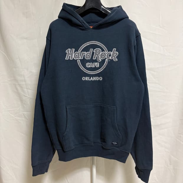 하드락 카페 올란도 아플리케 빈티지 후드티 / 네이비, M