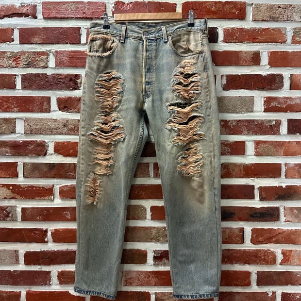 (32)리바이스 501 레오파드 데님 팬츠