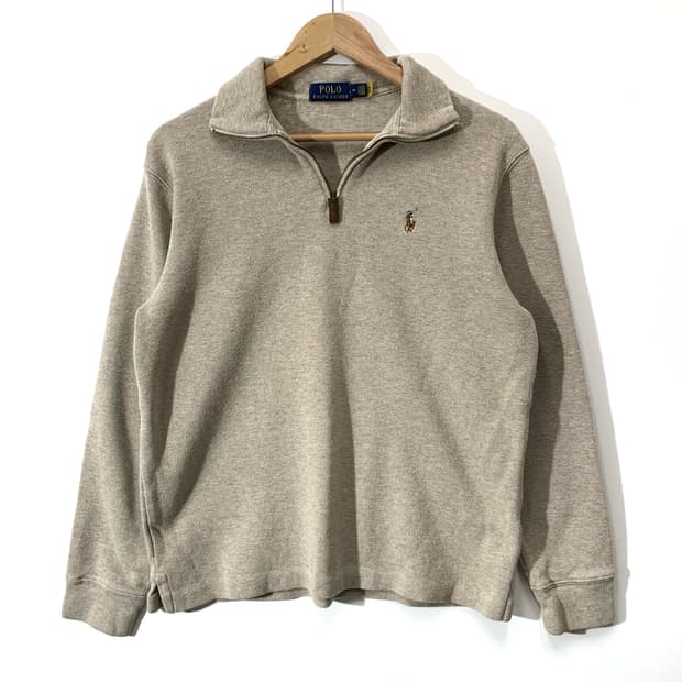 폴로 QR라벨 반집업 코튼 니트