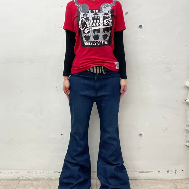 two-burton denim flare pants 