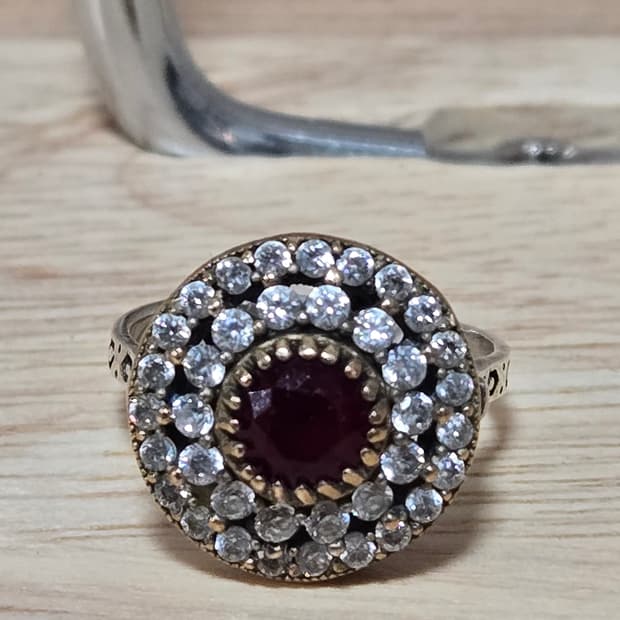 중동 빈티지 루비 헤일로 반지 / Oman 중동 빈티지 