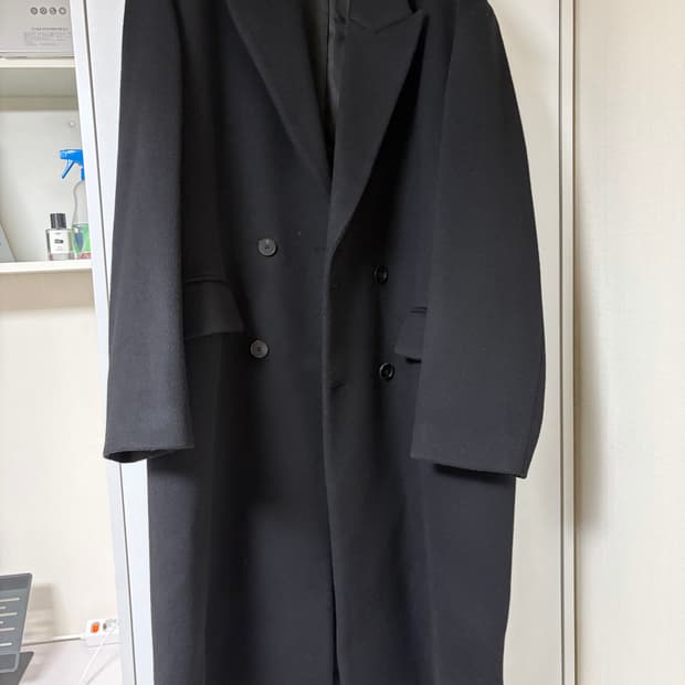 L) 인사일런스 MTR 캐시미어 오버사이즈 더블 코트 BLACK 